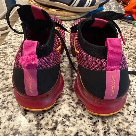 Nike Black and Pink Knit Sneakers with Yellow Accents - Picture 3 of 10